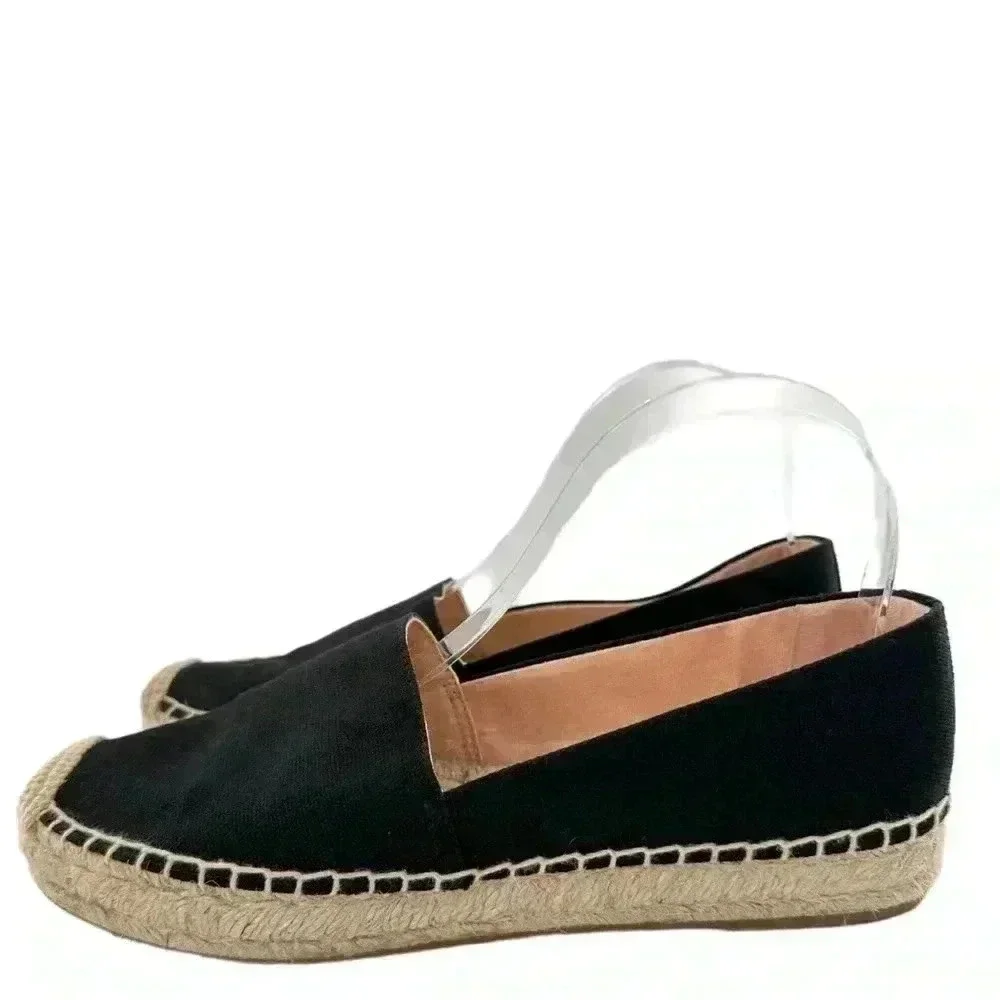 J crew womens flats size 9 black canvas Espadrilles resort wear coastal granny